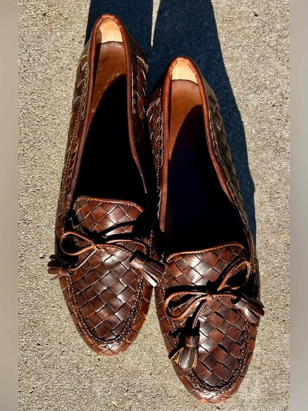 Women’s Sesto Meucci Brown Woven Leather Loafers